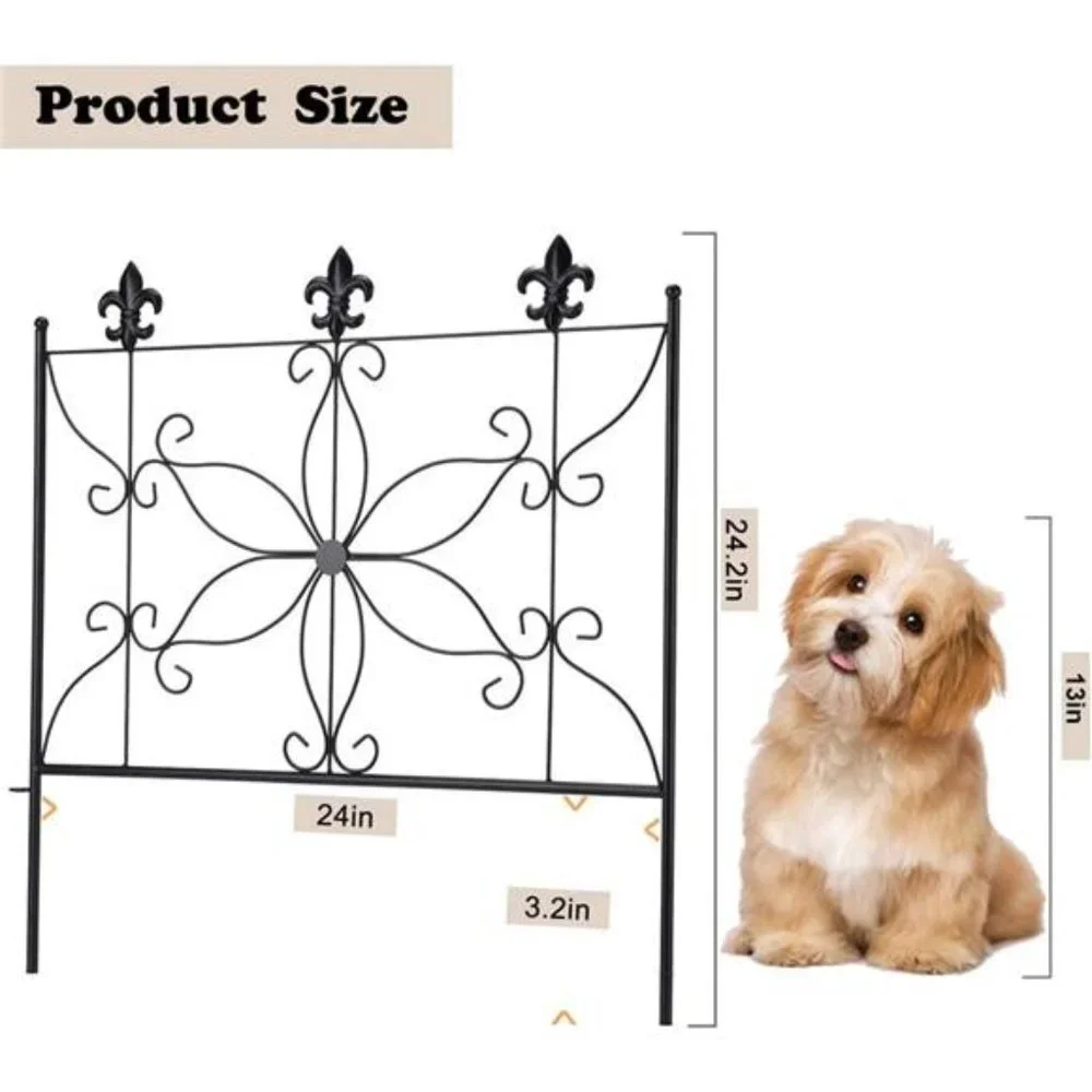 Garden Fence Animal Barrier Decorative Border Fencing 24.2 in x 10ft, 5 Pieces